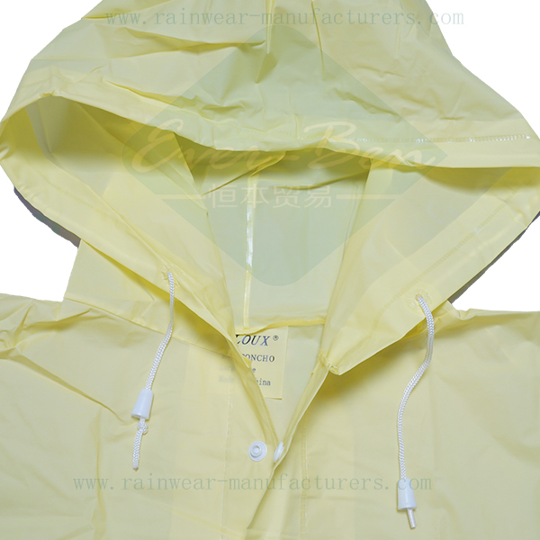 Yellow EVA women's rain cape drawing string hood